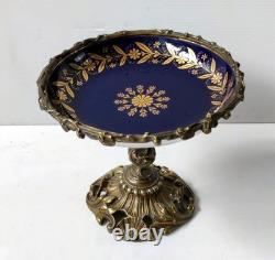 Coupe Sur Pied Bronze Cisele Porcelaine Bleu De Sevres Decor Dore Napoleon III