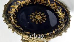 Coupe Sur Pied Bronze Cisele Porcelaine Bleu De Sevres Decor Dore Napoleon III