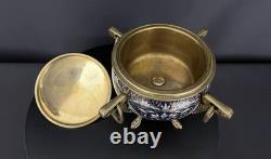 Coupe couverte en bronze à émaux cloisonnés