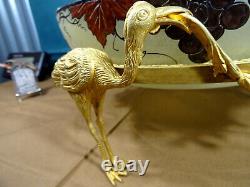 Coupe décor émaillé support bronze tripode ibis XIXéme style asiatique