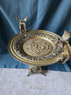 Coupe grand vide poche en bronze Napoléon III centre de table chimères