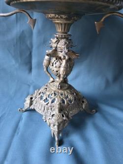 Coupe grand vide poche en bronze Napoléon III centre de table chimères