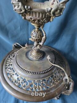 Coupe grand vide poche en bronze Napoléon III centre de table chimères