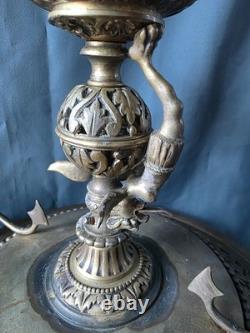 Coupe grand vide poche en bronze Napoléon III centre de table chimères