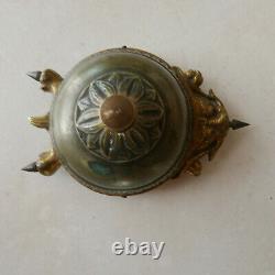 Curieuse & rare sonnette de table, de parquet alarme XIXe bronze chimére horloge