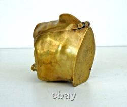 Curieux ENCRIER Tête de Diable Encapuchonnée en Bronze Doré XIXème Siècle