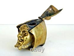Curieux ENCRIER Tête de Diable Encapuchonnée en Bronze Doré XIXème Siècle
