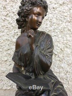 DUCHOISELLE Grande pendule Napoléon III bronze allégorie femme dénudé Pendulette