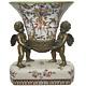 Décoratif Napoléon Iii Style Bronze Porcelaine Double Chérubins Centre Vase