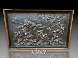 Delarue Plateau Bronze Amours Puttis Xixeme Fondeur Thiebaut 31.5x20cm
