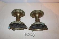 Deux bougeoirs Ancien Bronze Doré Napoléon III A Vintage Antiquité Xixème
