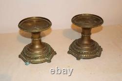 Deux bougeoirs Ancien Bronze Doré Napoléon III A Vintage Antiquité Xixème