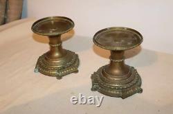 Deux bougeoirs Ancien Bronze Doré Napoléon III A Vintage Antiquité Xixème