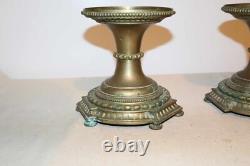 Deux bougeoirs Ancien Bronze Doré Napoléon III A Vintage Antiquité Xixème