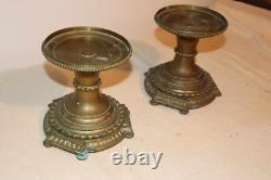 Deux bougeoirs Ancien Bronze Doré Napoléon III A Vintage Antiquité Xixème