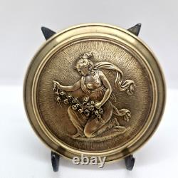 Dlg Barbedienne Médaillon / centre de coupe en bronze Naïade aux fleurs