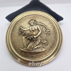 Dlg Barbedienne Médaillon / centre de coupe en bronze Naïade aux fleurs