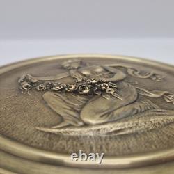 Dlg Barbedienne Médaillon / centre de coupe en bronze Naïade aux fleurs