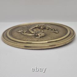 Dlg Barbedienne Médaillon / centre de coupe en bronze Naïade aux fleurs