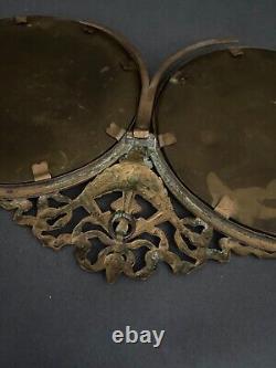 Double cadre photo en bronze Napoléon III XIXe décor Louis XVI H5323