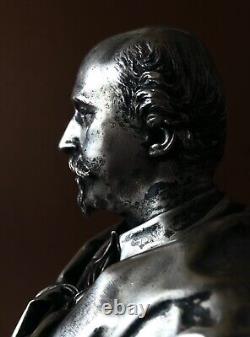 Duc de Morny, buste, Iselin, Christofle 19eme bronze argenté époque Napoléon III