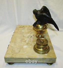 ENCRIER ANCIEN STYLE EMPIRE AIGLE EN BRONZE NAPOLEON III antique marble inkwell