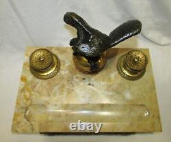 ENCRIER ANCIEN STYLE EMPIRE AIGLE EN BRONZE NAPOLEON III antique marble inkwell