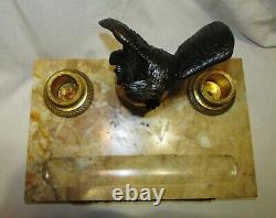 ENCRIER ANCIEN STYLE EMPIRE AIGLE EN BRONZE NAPOLEON III antique marble inkwell