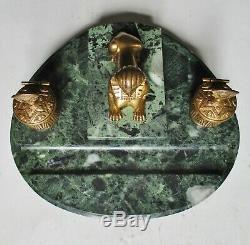 ENCRIER bronze marbre vert NAPOLÉON III retour dÉgypte Sphinge XIXe Empire