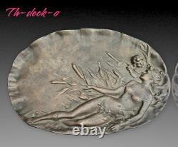 Emile Vernier Plaque Bas Relief Bronze Naïade Enfant Ep. 1900