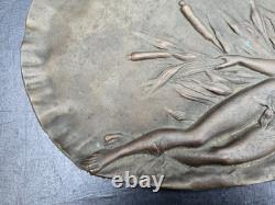 Emile Vernier Plaque Bas Relief Bronze Naïade Enfant Ep. 1900