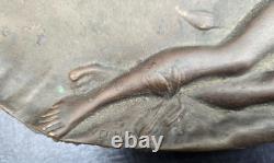 Emile Vernier Plaque Bas Relief Bronze Naïade Enfant Ep. 1900
