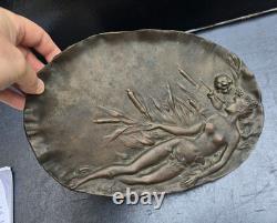 Emile Vernier Plaque Bas Relief Bronze Naïade Enfant Ep. 1900