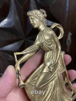 Empire Bronze Doré Ornement Meuble Boiserie Femme Napoleon 3 Décoration Pendule