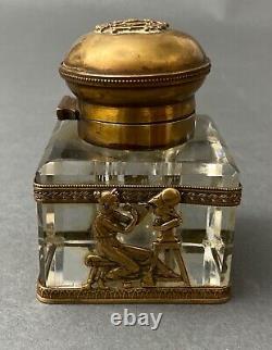 Encrier En Cristal Monte Bronze Napoleon III Xixe Decor A L'antique M2058