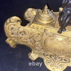 Encrier Louis XV bronze doré chérubin angelot Napoléon III inkwell XIXème