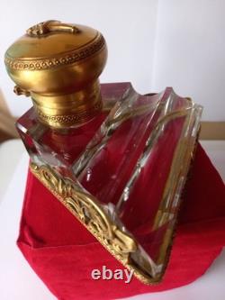 Encrier NIII cristal et bronze, mini mini enfoncement bouchon sinon B. État