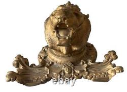 Encrier Napoléon III TÊTE DE LION en BRONZE & Putti style Rocaille