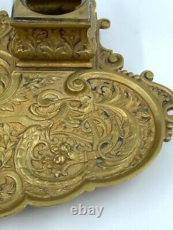 Encrier Necessaire De Bureau Xixeme Napoleon III En Bronze Decor Louis XIV M408