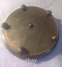 Encrier Rond En Marbre Vert Et Bronze Complet De Style Nap III Complet