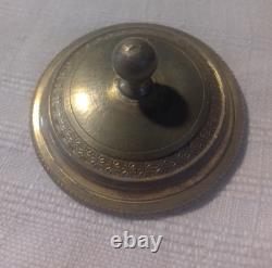 Encrier Rond En Marbre Vert Et Bronze Complet De Style Nap III Complet