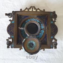 Encrier ancien en bronze émail cloisonné Napoléon III