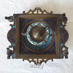 Encrier ancien en bronze émail cloisonné Napoléon III