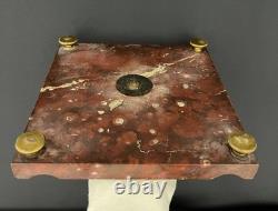 Encrier ancien en marbre rouge et bronze doré fin XIXe siècle