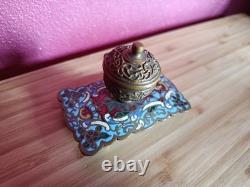Encrier ancienEncrier ancien bronze et émail cloisonné Napoléon III