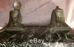 Encrier bronze & marbre SPHINX style Empire retour Egypte -Accident & manque