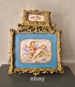 Encrier d'Angelots Porcelaine de Sevres Monture Bronze doré Napoléon III 19e