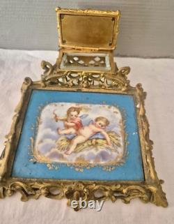 Encrier d'Angelots Porcelaine de Sevres Monture Bronze doré Napoléon III 19e