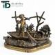 Encrier Forme Barque Bronze Napolitain Grand Tour 19eme Inkwell Gilt Pyrogene