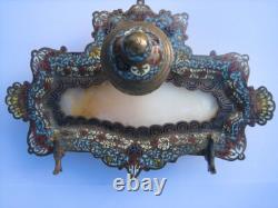 Encrier, tampon buvard, boîte etc. Bronze et émaux cloisonnés Napoléon III